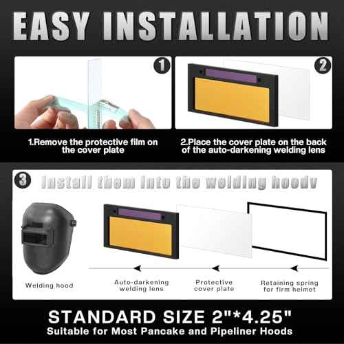 (Shade 11) 3 Set 2" x 4 1/4" Gold Auto Darkening Welding Lens 2x4 1/4, Solar Energy Welding Lens, 2x4 1/4 Replacement for Standard Hoods and Helmets
