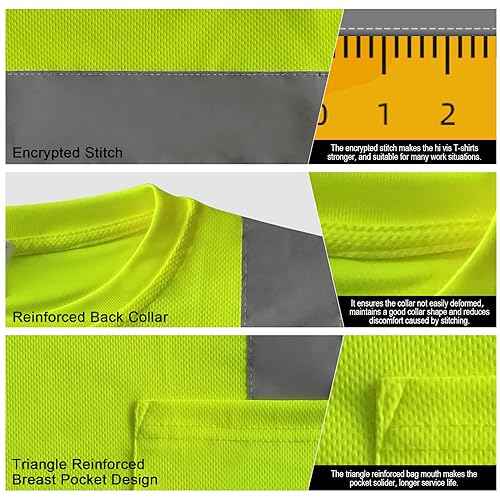 TCCFCCT Hi Vis Shirts for Men Class 3 Long Sleeve High Visibility Shirts for Men Women Construction Work, Surveyors, Meets Ansi, Yellow XL 3pcs