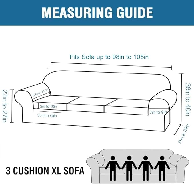 H.VERSAILTEX Modern Velvet Plush 4 Piece High Stretch Sofa Slipcover Furniture Protector Form Fit Velvet Extra Large Sofa Cover for 3 Cushion Couch Width Up to 105 Inch (XL Sofa, French Oak)