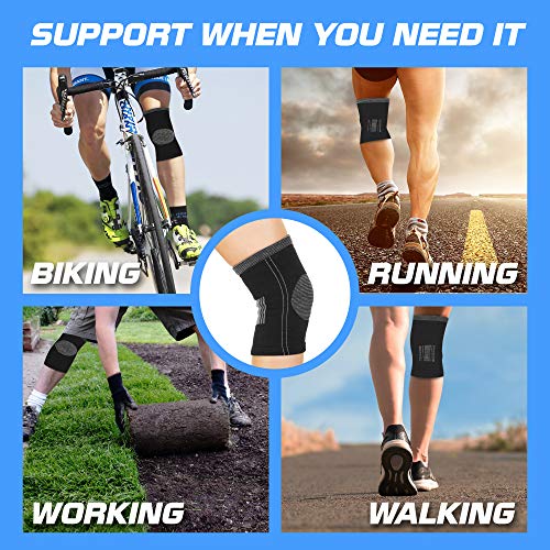 Cotton Compression Knee Sleeves - 2 Support Braces for Arthritis, Meniscus Tear, Joint Pain Relief, Circulation, Swelling, ACL MCL, Post-surgery Recovery - Soft and Comfortable Men & Women