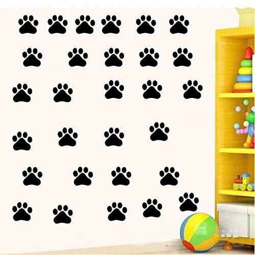 CHULAI 24 Pcs Large Dog Footprints Wall Decal Vinyl Stickers, Removable Lovely Animal Paw Print Art DIY Sticker Mural for Bedroom Playroom Living Room Office Home Window Door Decoration