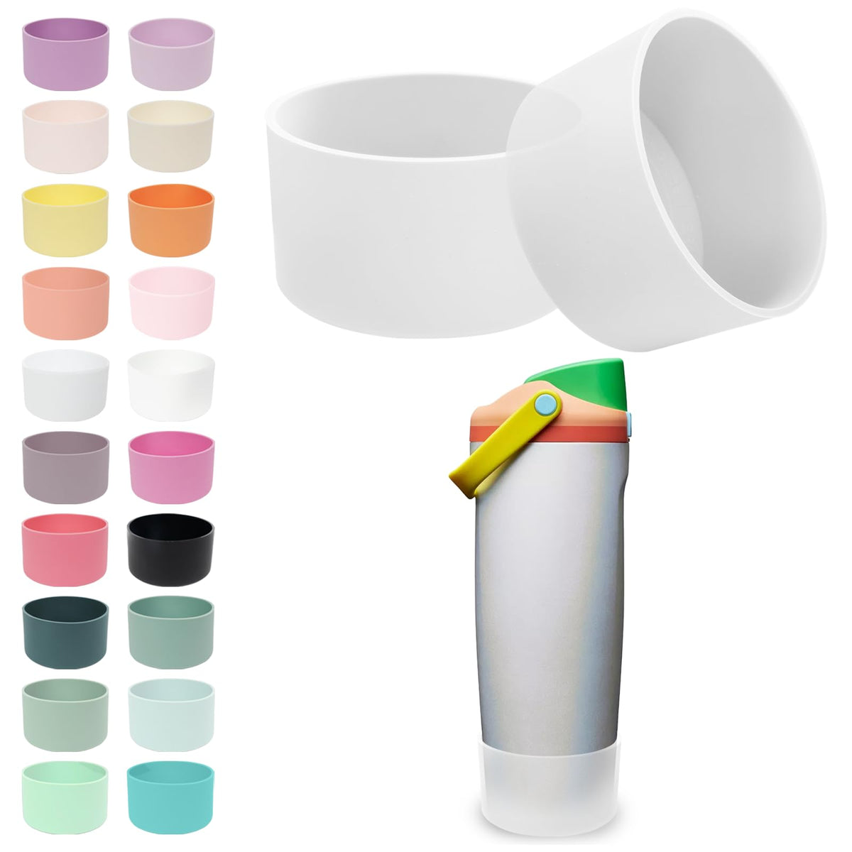 Kaitiaki 2PCS Silicone Boots for Owala 30oz & 40oz FreeSip Sway Bottles & Tumblers – Non-Slip, Scratch-Resistant, Stability Enhancer for Owala Accessories (Transparent frosted)