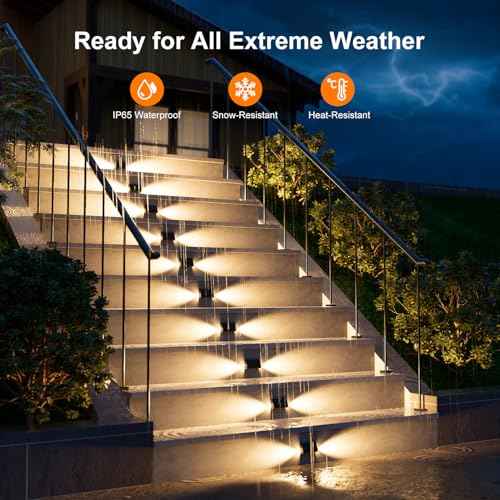 8 Pack Solar Powered Step Lights Outdoor Waterproof LED for Outside Deck Stair Safety Decorative Lamps for Porch, Wall, Fence, Walkway, Yard, Patio, Dual Sided Glow for Enhanced Security Warm White