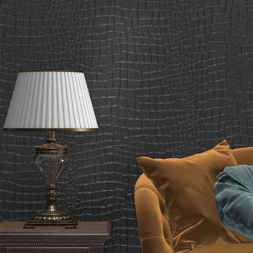 Black Wallpaper Peel and Stick Wallpaper Self Adhesive Removable Wall Paper Vintage15.7 x118 Textured Wallpapers Dark Black Contact Paper for Bedroom Cabinets and Drawers Vinyl Roll