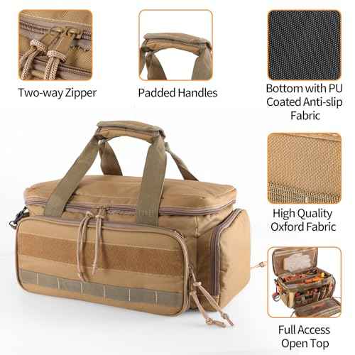 16-Inch Tool Bag with 16 Packets,Tools Bag for Men with Anti-friction Bottom,Tactical Range Bag,Electrician Tool Bag Organizer,Mechanics Tool Storage Bag for Repairman,Carpenters,Handyman,Khaki