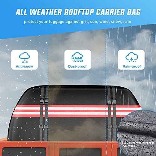 Nilight Car Roof Bag 21 Cubic Feet Waterproof Rooftop Cargo Carrier,Suitable for All Vehicle with/Without Rack - Waterproof Zip,Reflective Strip,Anti-Tear 840D PVC, with Anti-Slip Mat