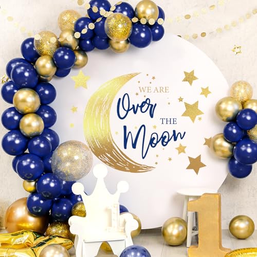 Baby Shower Party Decal Sign We Are Over The Moon Wall Stickers Moon Star Backdrop Photo Prop for Birthday Gender Reveal, 4 Sheets