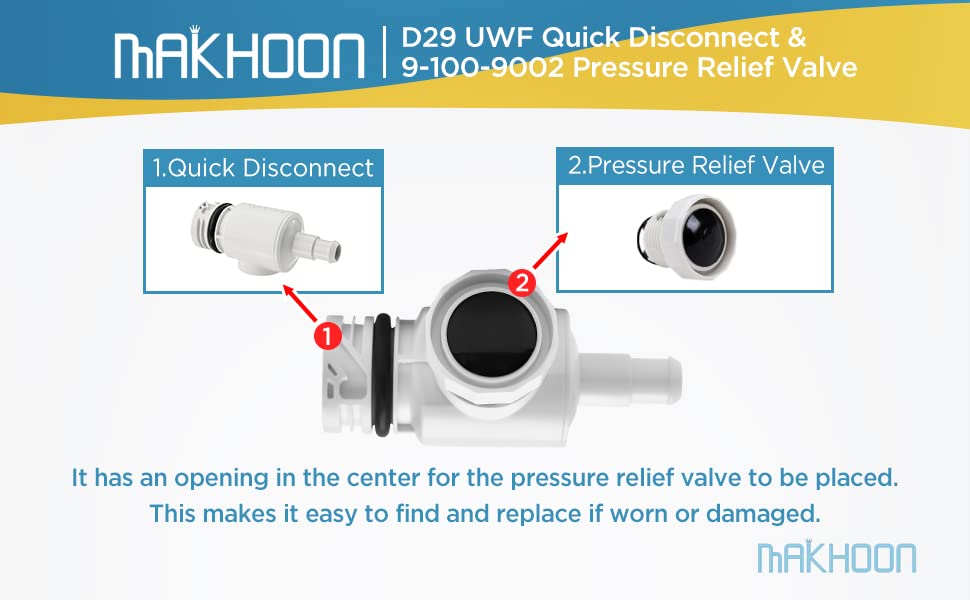MAKHOON D29 UWF Quick Disconnect and 9-100-9002 Pressure Relief Valve Replacement for Polaris Zodiac 180 280 380 Pool Cleaners (1)