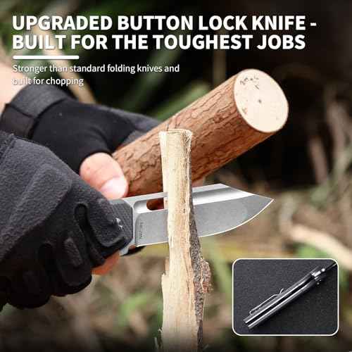 Large Pocket Knife for Men B-26, 8.11" Tactical Folding Knife with 14C28N Blade, G10 Handle, Upgraded Reinforced Lock, Includes Pocket Clip and Nylon Sheath for Camping, Survival