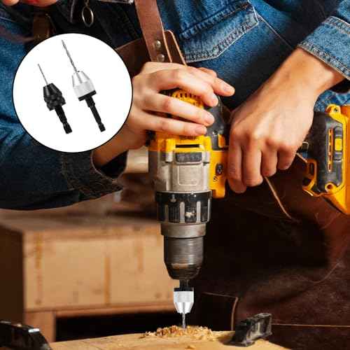 2Pcs Drill Chuck Adapter Keyless with 10Pcs Drills, 1/4 Inch Hex Shank Fast Change Converter for Impact Driver, Fast Change Impact Drill Chuck Adapter for Tool Attachment