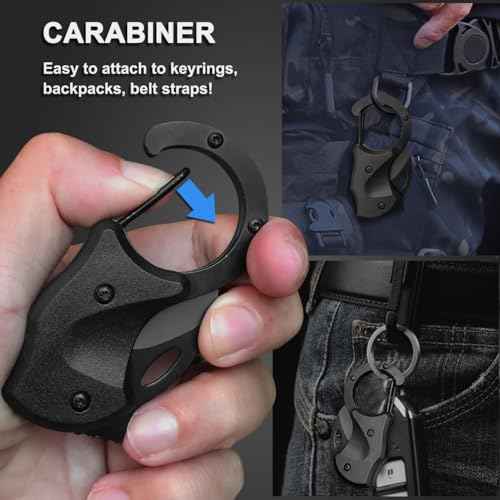 Small Pocket Knife for Men Women, Carabiner Mini Keychain EDC Gadgets Box Cutter Folding Knives for Indoors Outdoors, Gifts Stocking Stuffers for Him and Her