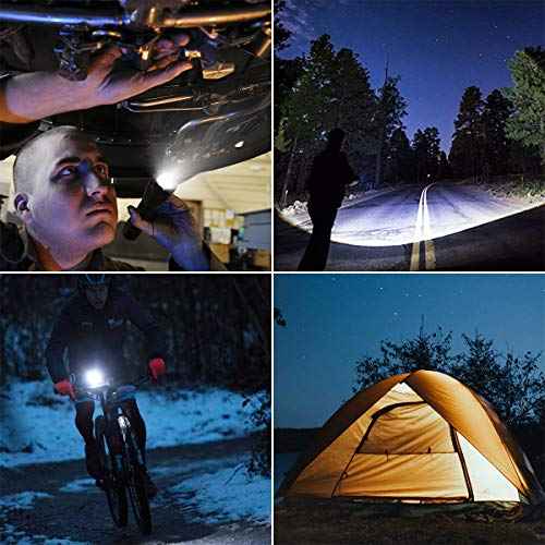 Lepro LED Rechargeable Flashlight, LP3000 High Lumens, Zoomable, Bright Flashlight, Waterproof, 5 Lighting Modes, Small Handheld Flashlight for Camping, Emergencies, USB Cable Included