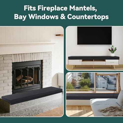 MABOZOO 2-Inch Thick Fireplace Hearth Cushion, 72"x14" Baby Proofing Seat Edge Pad for Child Safety, Soft Fireplace Baby Proofing Bench & Windowsill Protector, Black