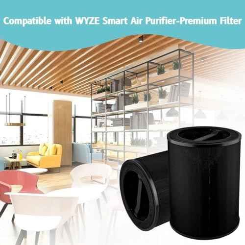 Replacement Filter Compatible with WYZE Smart Air Purifier, Premium Filter with Activated Carbon, 2 Count