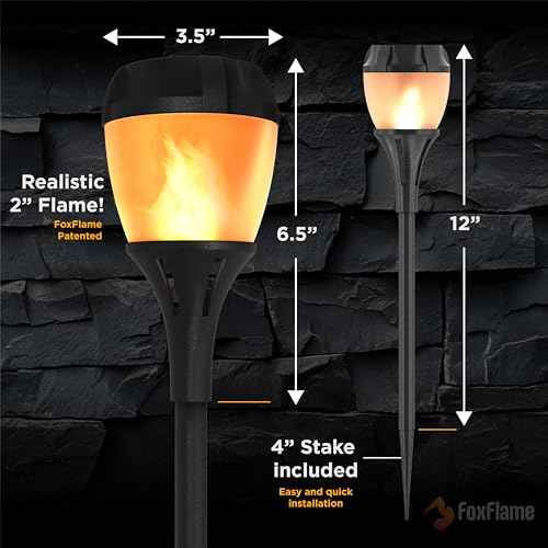 Solar Path Lights Outdoor Waterproof - Realistic Flickering LED Flame, IP65 Pathway Lights Solar Powered Warm Light for Garden and Walkways, Ground Stake Included for Easy Setup (6 Pack)