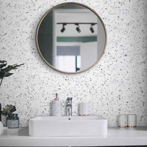 Decoroom Thickened Granite Contact Paper for Countertops, 11.8" x 197" Glossy Waterproof Peel and Stick, Self-Adhesive Marble Wallpaper for Kitchen, Bathroom, Cabinets and Countertop Refinishing