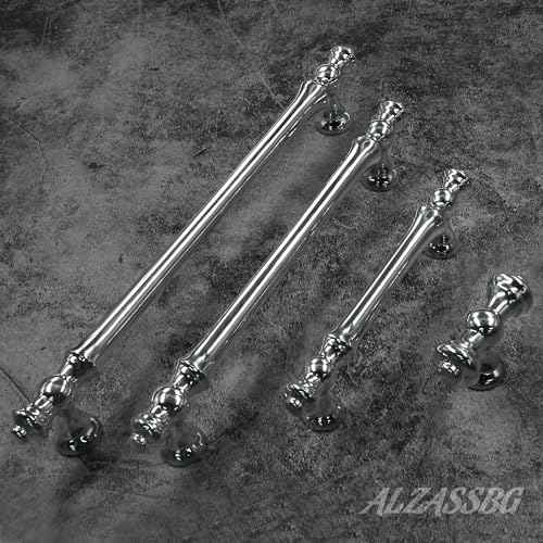 Alzassbg 10 Pack Polished Chrome Cabinet Pulls, 5 Inch(128mm) Hole Centers Morden Straight Kitchen Cabinet Handles AL3085CP