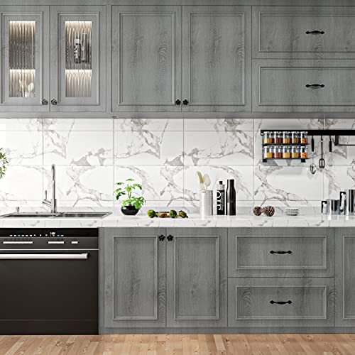 VaryPaper Rustic Grey Wood Contact Paper 15.7"x78.7" Wood Wallpaper Peel and Stick Countertops Waterproof Self Adhesive Wood Vinyl Wrap Removable Wallpaper for Cabinets Desk Counter Top Stick Paper