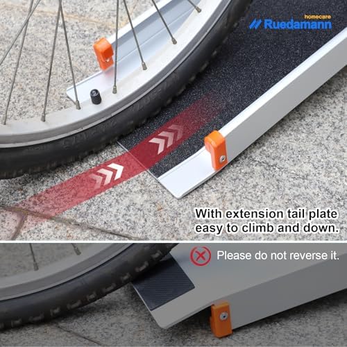 Ruedamann Portable Wheelchair Ramp, 7FT Adjustable Aluminum Ramp for Home, 600lbs Capacity,Telescoping Non-Skid Surface Wheel Chair Ramp for Home, Stairs, Steps
