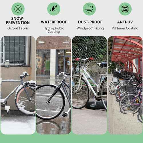 Bike Cover Waterproof Outdoor Storage for 1/2/3 Bikes, Bicycle Cover Rain Sun UV Dust Wind Proof with Storage Bag for Mountain Road Bike/Ebike (210D Black+Green, XL Size for 1 bike)