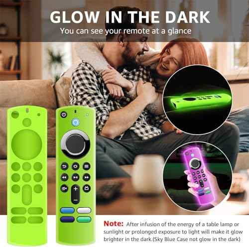 3 Pack Silicone Remote Cover Case, Anti Slip Silicone Protective Case Glow in The Dark with Lanyard(Glow Green & GlowPurple & Sky Blue)
