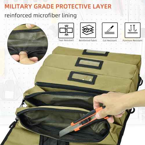 Roll Up Tool Bags Organizer,Microfiber lining Heavy Duty Motorcycle Tool Roll Bag Organizer(BlackBrown)