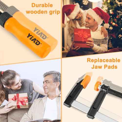 6-Inch Bar Clamps 4-Pack - 300 lbs Grip, Quick-Release F Clamps, Ergo Handle for Woodworking, DIY & Crafts