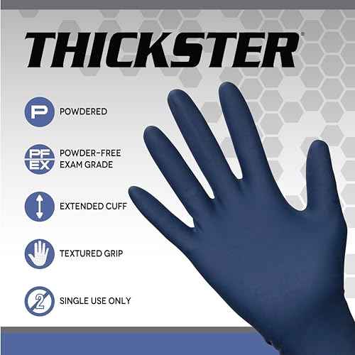 SAS Safety 6604-20 Thickster Powder Free Exam Grade Disposable Latex 14 Mil Gloves, Extra Large, 50 Gloves by Weight