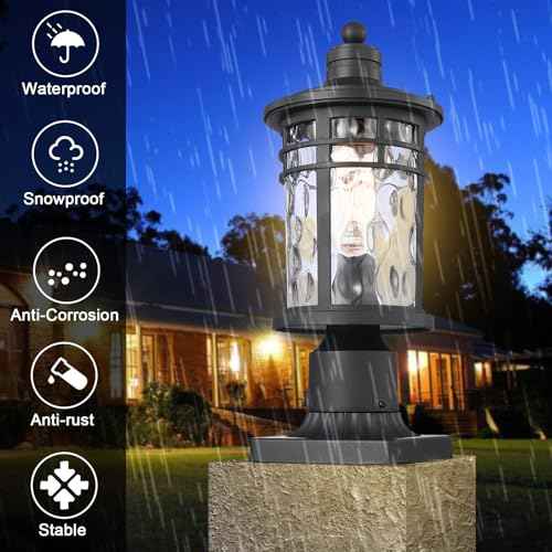 Darkaway Outdoor Post Lights Lamp Posts Outdoor Lighting, Aluminum Post Lights Outdoor Light Fixtures with Water Ripple Glass, Pole Light for Outside Patio Yard Garden