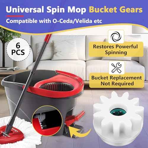 6 Pcs Spin Mop Cleaning Gears Parts, Replacement Gears for OCedar Mop Bucket, One Way Clutch Bearing Bucket Gear Sprockets Repair for O-Cedar Easywring Bucket System