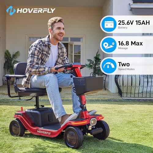 T5 Mobility Scooter, 4-Wheel Mobility Scooter for Adults - 16.8 Miles Range, 5 Mph, Smart Safety Features, Removed Battery, Rotating Swivel Seat, Headlight