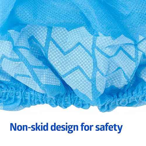 Medline Spunbond Polypropylene Nonskid Shoe Covers, Blue, Regular/Large, Serged Seam, Box of 100 Each