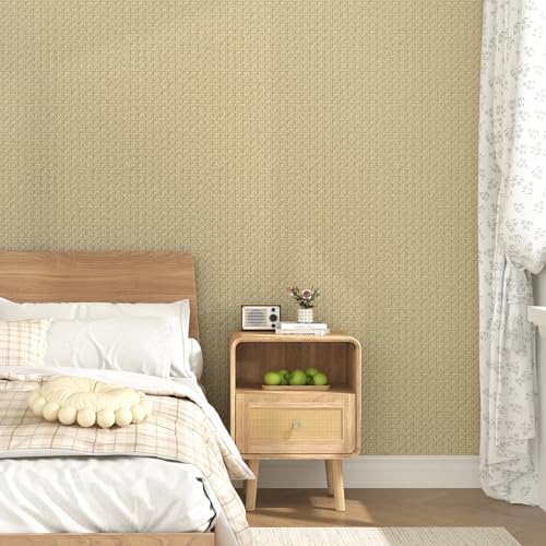 WESTICK Rattan Wallaper Peel and Stick Non-Textured Cane Contact Paper for Cabinets Self Adhesive Cane Weave Webbing Wicker Weave Vinyl Stick on Rattan Paper for Furniture Dresser Bedroom 15.8"x80"