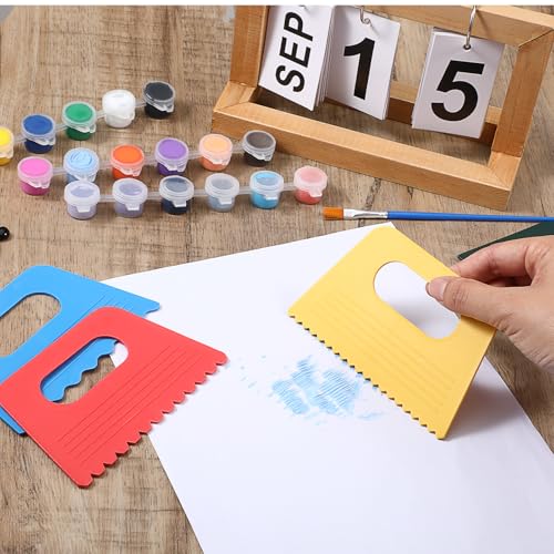 8 Pcs Plastic Texture Scrapers, Texture Painting Tools Pattern Scrapers Plastic Paint Scraper Tool Textured Art Tools DIY Graffiti Oil Painting and Drawing Play for Textures Arts on Canvas