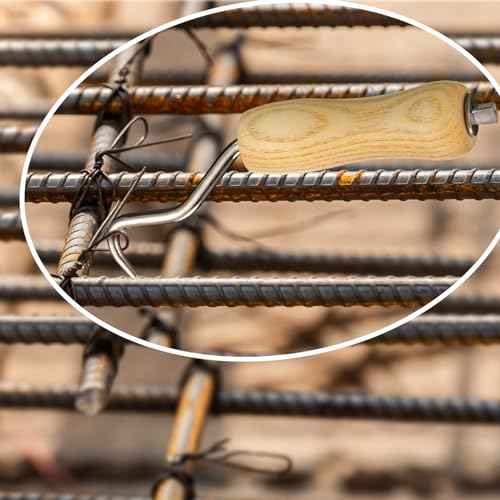 Therwen 1002 Pcs Tie Wire and Wire Twister Set 1000 Pcs 6 Inch 16 Gauge Double Loop Bar Ties Tool 2 Pake with Wooden Grip Handle for Securing Concrete Steel Construction(Silver)