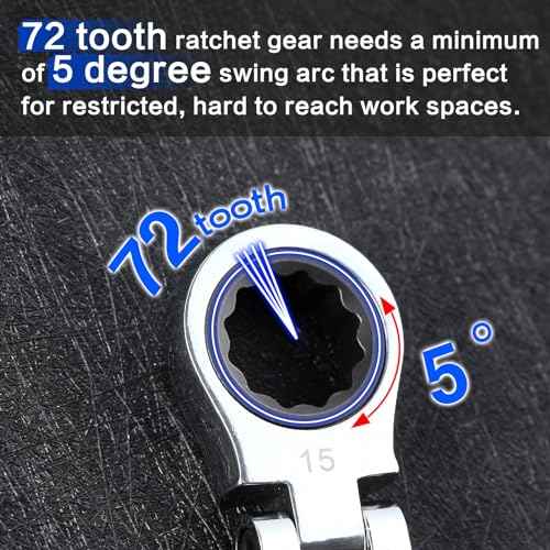 SPEEDWOX 5pcs Double Box End Flex-Head Ratcheting Combination Wrench Set - Metric Wrench Sets