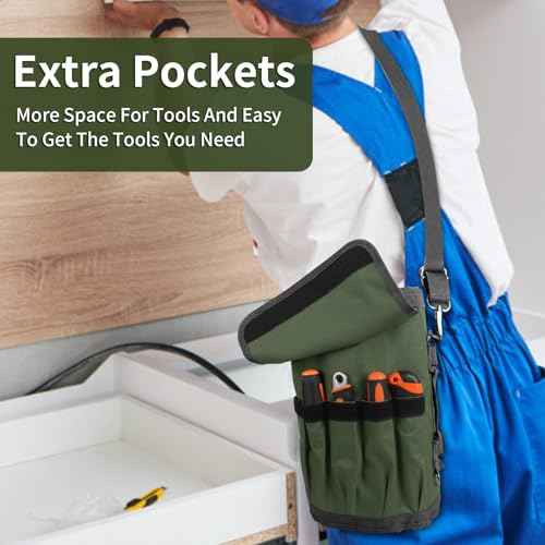 Heavy Duty Tool Roll Bag Organizer with Detachable Pouches, Gift for Men, Father's Day, For Mechanic, Electrician, Plumber, Carpenter (GREEN)