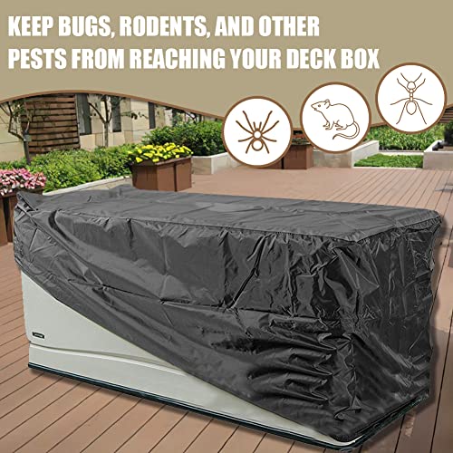 Deck Box Cover Waterproof Heavy Duty Patio Storage Box with Zipper Outdoor Ottoman Bench Cover Rectangular for Keter Suncast Lifetime Rain Snow Dust Resistant