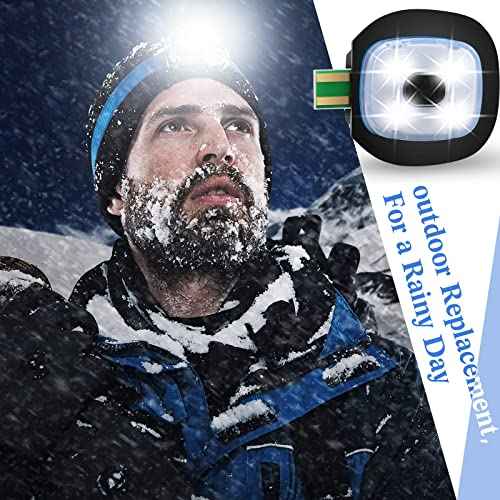 Mudder LED USB Rechargeable Beanie Light with Rubber Piece for LED Beanie Hat Craft Kits, Easy Install and Replaceable Headlamp Hat DIY Unisex Hand-Free Headlight for Men and Women(8 Pieces)