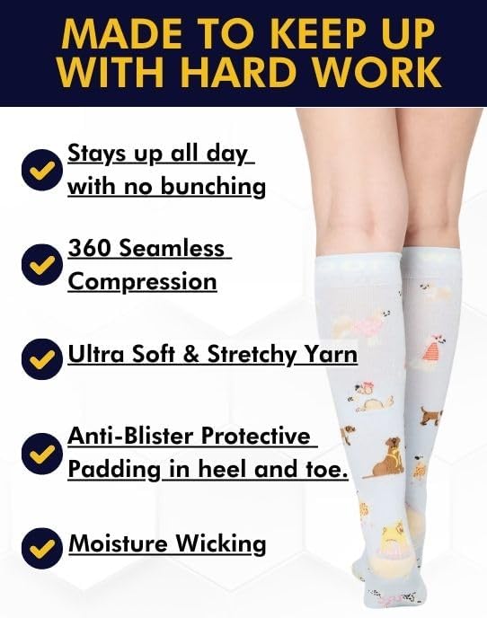 Compression Socks for Women & Men Circulation - 15-20 mmHg Compression Socks - Best Support for Nurses, Running, Athletic