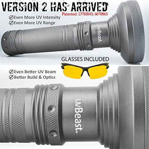 uvBeast V2 - Black Light UV Flashlight with HIGH Definition with Flood Effect 385-395nm UV Best for Commercial/Domestic Use Works Even in Ambient Light ? USA Stock ? UK Design