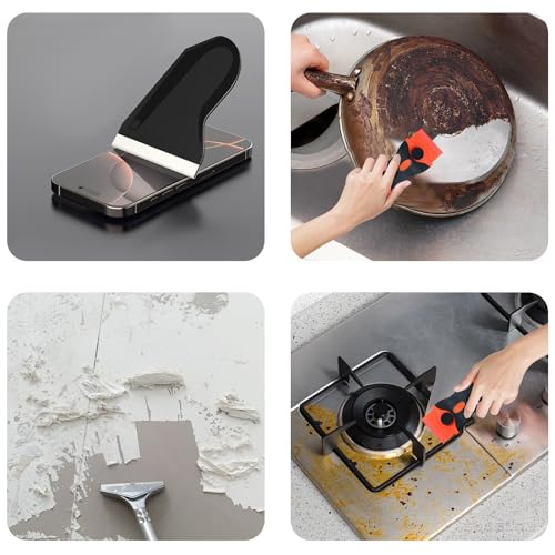 14 Pcs Plastic Blade Scraper Tool - Sticker Plastic Razor Blade Scraper Pick Non Scratch Tool Putty Knife for Removal Floor Stove Scraping Labels and Decals Sticker on Car Window Glass