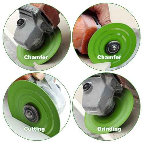2Pcs 4-1/2'' Rock Slab Grinding Disc, 1.2'' Diamond Ultra Width Tile Blade 7/8'' Arbor, 45¡Æ Chamfer Rock Slab Flat Grinding Cutting Piece£¬Ultra-Thin Tile Saw Blade Rock Slab Cutting Wheel