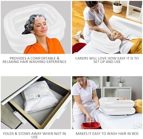 Inflatable Shampoo Basin, Portable Hair Washing Bowl for Bedridden, Disabled, Injured, Elderly, Shampoo Bowl for Dreadlocks and Home Hair Washing Sink (White)