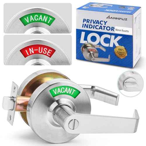 Vacant Occupied Bathroom Door Handle Lock,Privacy Lever with Large Indicator,in-Use or Vacancy Indication Occupied Deadbolt,Commercial Door Handle Lock for Public Restrooms(Satin Nickel)