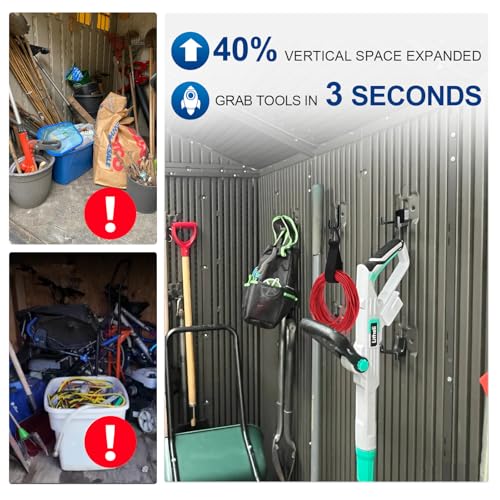Shed Accessories for Suncast | Heavy Duty ABS Storage Shed Hooks | J&U Shape Tool Hooks Compatible with Craftsman&Suncast Storage Shed