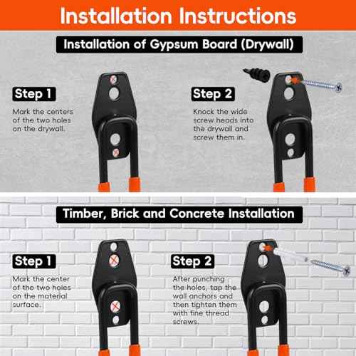 Donext Garage Hooks, 12 Pack Heavy Duty Steel Utility Hooks for Hanging, Wall Mount Garage Storage Hooks for Tools, Ladders, Bikes, Bulky Items, Orange
