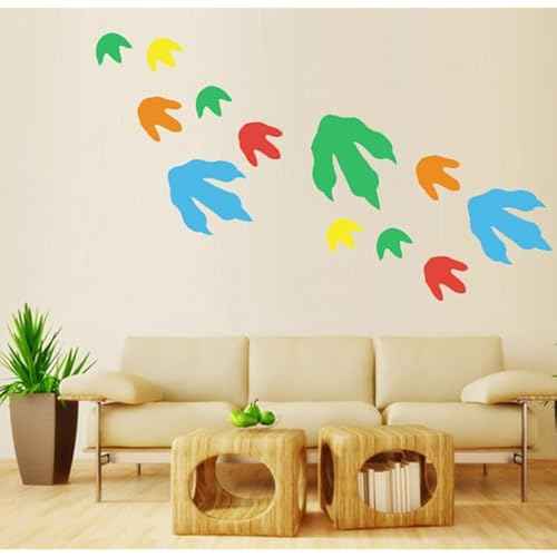 Dinosaur Footprints Wall Decals, Dinosaur Tracks Decal for Kids Room Removable Birthday Party Wall Decor Decals, 2 Size,60 Pcs Per Pack
