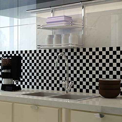 LaCheery Thick Checkered Contact Paper Decorative Self Adhesive Checkered Wallpaper Removable Black and White Wall Paper Peel and Stick Wallpaper for Bathroom Backsplash Shelf Drawer Liners 15.8"x80"