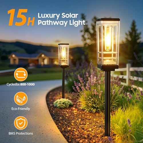 8 Pack Solar Lights Outdoor, Up to 15 Hrs Brighter Solar Pathway Lights, Luxury Taller Solar Outdoor Light Waterproof for Path Garden Yard Landscape Walkway Driveway, Warm White